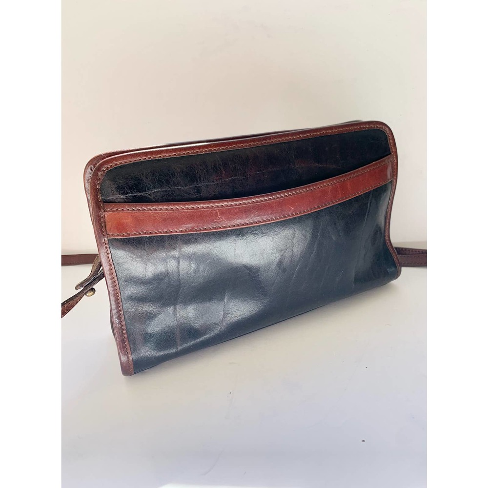 Brahmin Vintage Black Leather Crossbody Shoulder Bag Pre-Owned